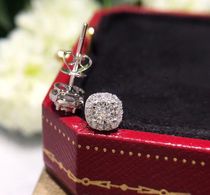 White 18K gold diamond ear nail group inlaid with diamond earrings with 18K gold ear plug