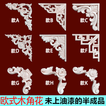 Eurostyle Carved Floral Decoration Carved Wood Carved Wood Carved Solid Wood Applique Flowers Hollowed-out Carved Solid Wood Corner Flowers