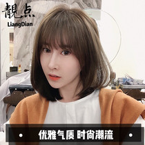Full hand-woven shoulder hair collarbone hair net red same full true hair wave wave hair hair flat bangs wig