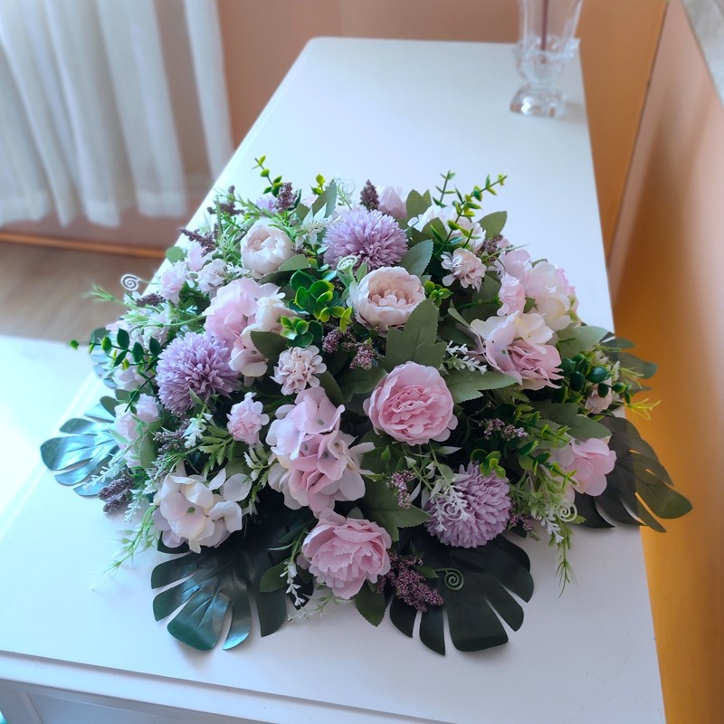 酒店餐桌大圆桌摆件创意歺桌花摆设餐厅仿真中间装饰花转盘餐台