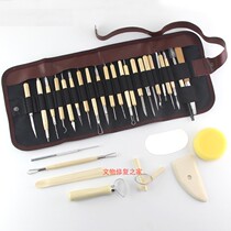 Ceramic cultural relics restoration commonly used wood clay tools Pottery tools Sculpture tools (31 pieces)set