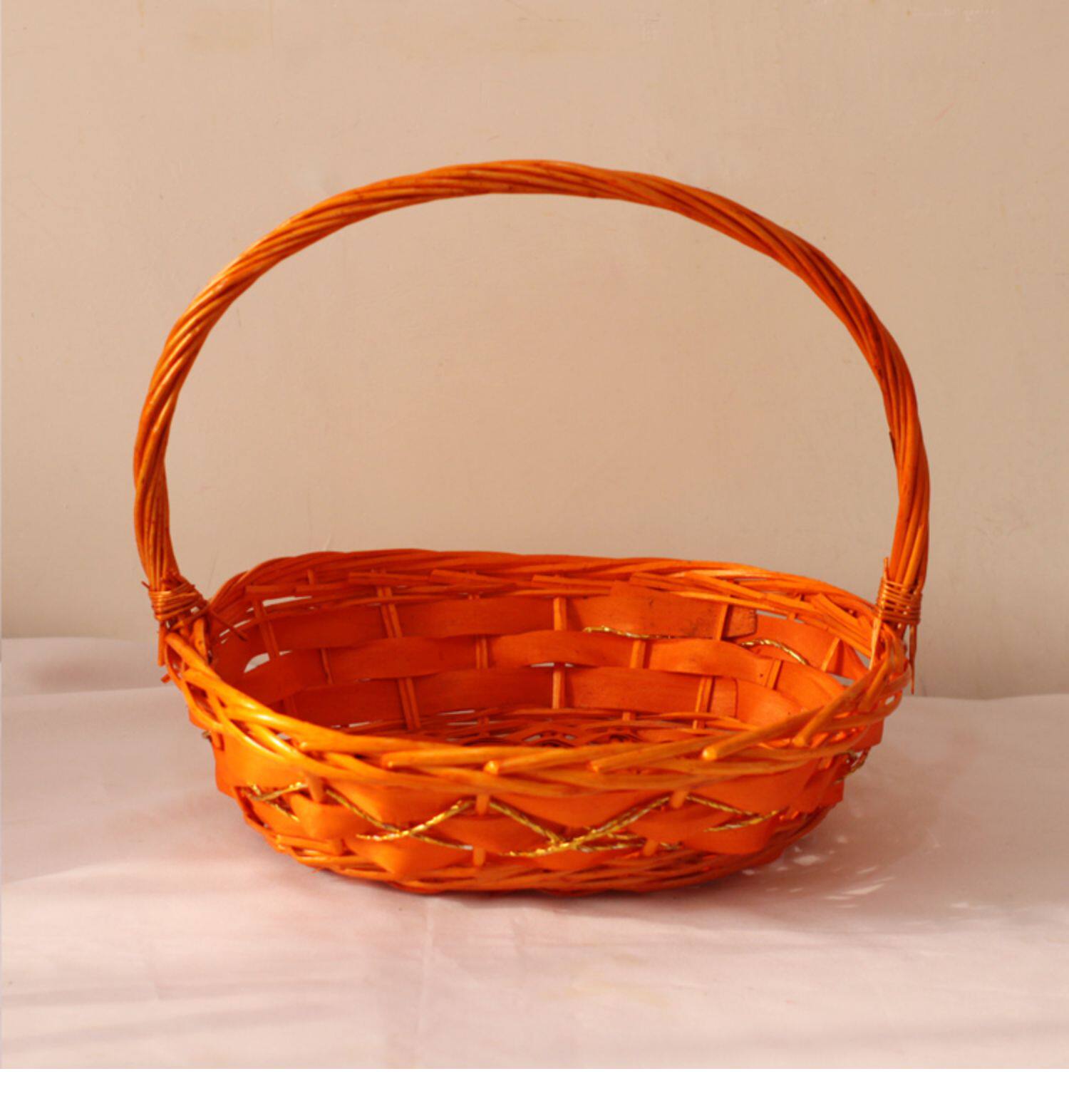 果篮藤编篮送礼篮子竹编水果篮采摘超市红色大篮舞蹈柳编手提礼品