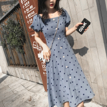 Sandro Moscoloni sweet and French style polo dot dress foam with a thin white mid-length skirt