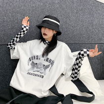 How foam angel print white short sleeve T-shirt female 2021 summer New loose inner collar base shirt tide