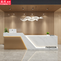 Large company front desk brief modern beauty salon reception counter high-end clothing store beauty salon bar desk collection silver desk