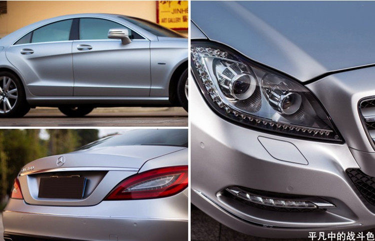 电光银冰膜改色膜太空铝银色贴纸汽车拉丝银贴膜哑光碳纤维车身贴_双