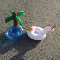 New inflatable unicorn cup holder Flamingo coaster four-hole cup holder Inflatable coconut tree coaster Water supplies