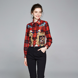 New print slim sleeve versatile Lapel shirt