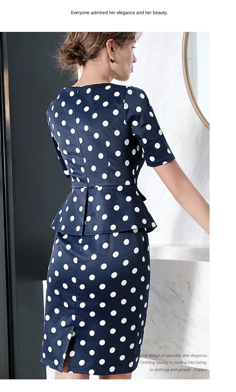 Váy sa tanh chấm bi cổ điển Phong cách Hepburn cổ áo vuông nhỏ lộ xương đòn Phong cách châu Âu và Mỹ của phụ nữ mùa hè 2021 mới - váy đầm