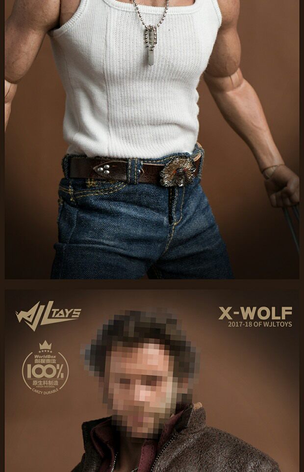 现货16男兵人服饰wjltoys金刚狼套装10适配at012狼叔素体