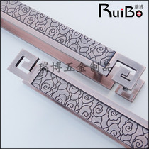 New Chinese solid aluminum flat carving Xiangyun gate handle framed tempered glass door wooden door handle bronze spot