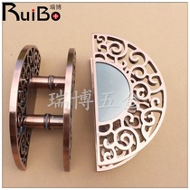 Aluminum carved antique copper gate semi-round door handle glass door bright Hotel KTV luxury