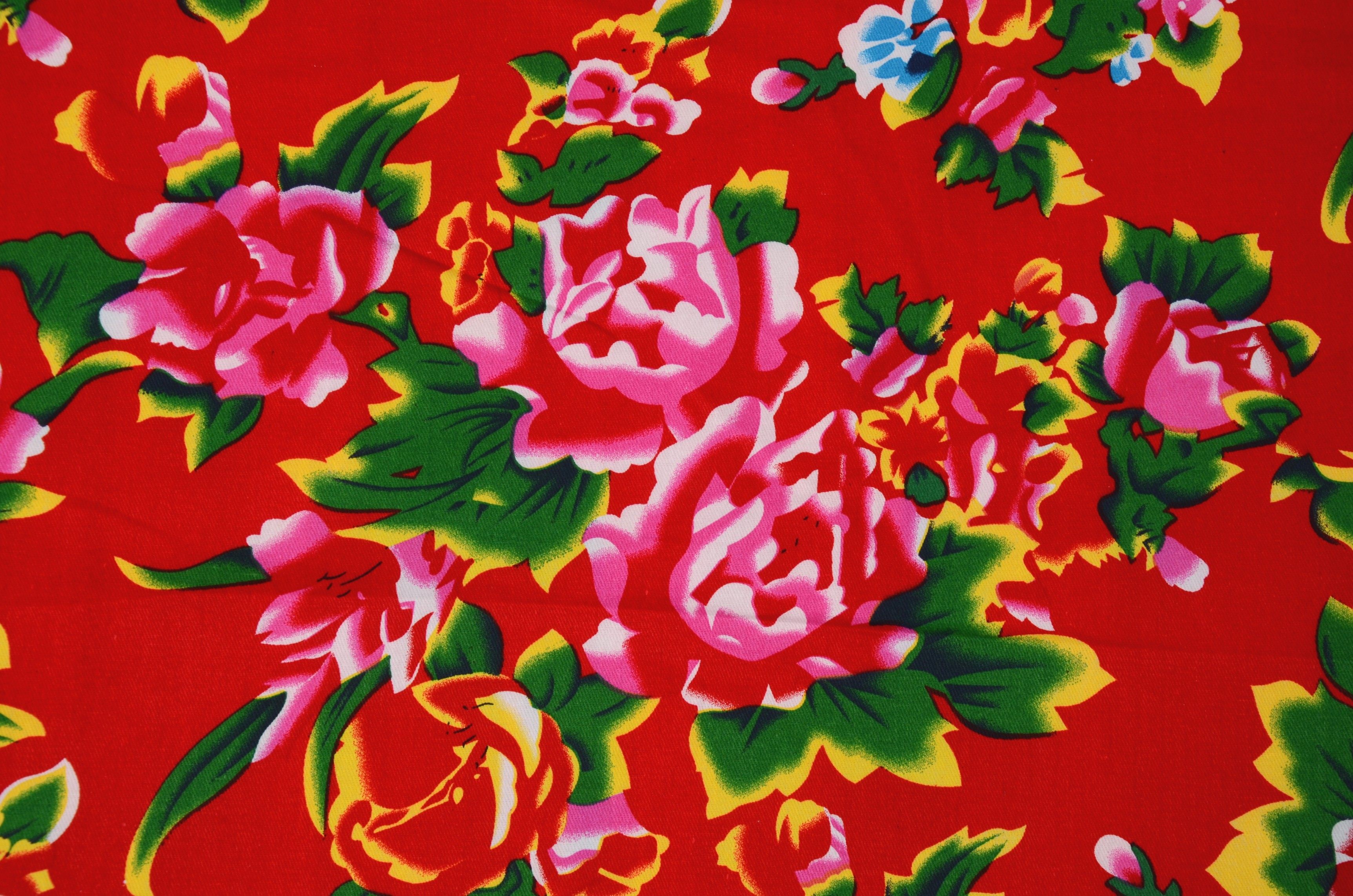 特价热卖全棉印花面料斜纹加厚花布大牡丹花布料床单布中国风复古