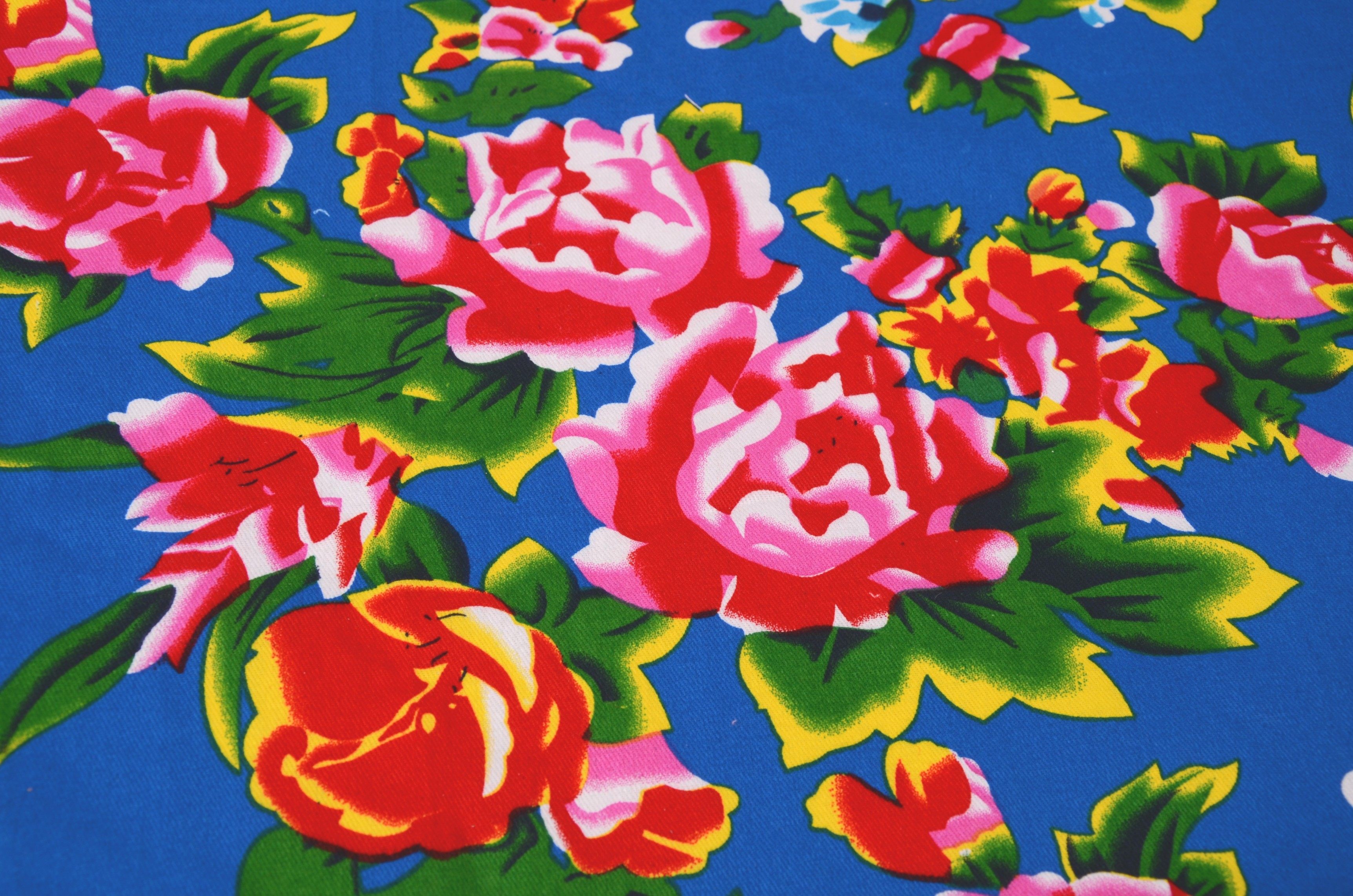 特价热卖全棉印花面料斜纹加厚花布大牡丹花布料床单布中国风复古