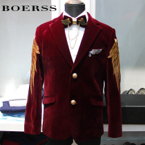 (Special sale) Childrens small suit suit suit boys dress light luxury velvet Golden Wings catwalk show spring