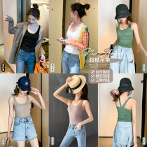 Supermodel suspender V-neck with thin chest pad one-piece underwear vest women's large size short slim bottom shirt