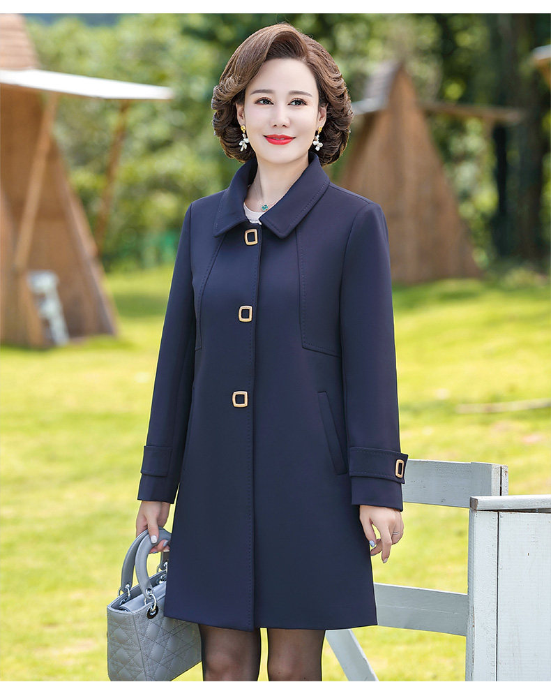中年妈妈秋装新款中长款风衣秋冬外套中老年大码女装春秋气质上衣详情