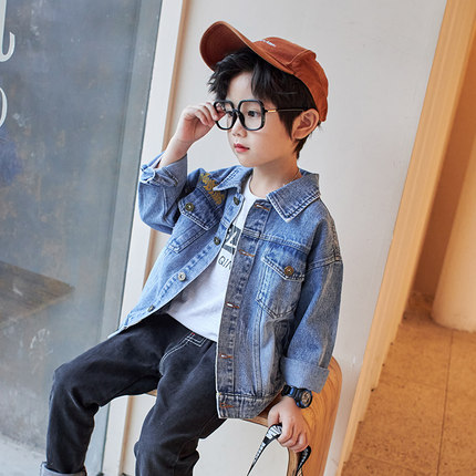 Boys cowboys coat autumn children's cowboy in the big boy's spring and autumn dress 2022 new network red ocean tide