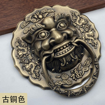 Chinese imitation antique pure bronze beast head door ring old wooden door lion head humonger head Kirin head handle retro big door handle