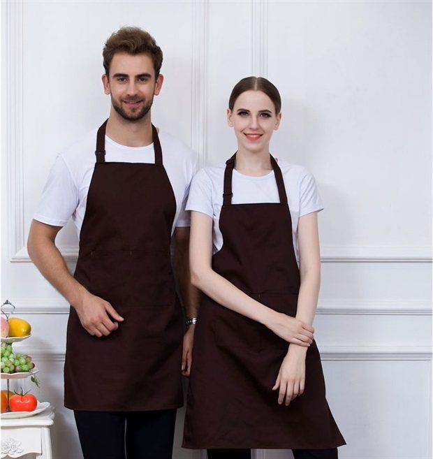 挂脖围裙服务员厨师帽子围腰围兜酒店食品防水西餐厅白色定制logo