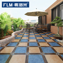 Flomi American pastoral balcony tile 400x400 antique brick garden terrace courtyard non-slip floor tiles