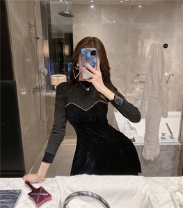 Dress Small autumn dress new ladies velvet black bottomed dress dress dress autumn winter