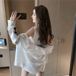 Long sleeveless vest T-shirt loose shirt coat top