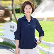 Middle Aged Womens Clothing Temperament Mom Spring Summer Loaded With Loose Middle Sleeve Shirt Collar KShirt Polo Fashion 70% Sleeve Blouse