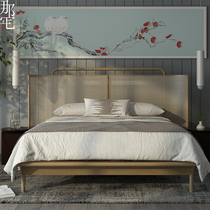 New Chinese Solid Wood Double Bed Retro Vines Modern Minimalist Clubhouse Villa Minjuku Meditation Bedroom Customised Furniture