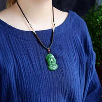Natural Russia Old stock and Tian Yubi jade Guanyin pendant 2022 new jade pendant with certificate jade pendant woman