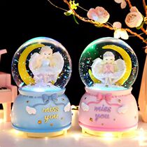 Nordic style luminous rotating snowflake crystal ball music box childrens girls music box birthday New Year gift ornaments