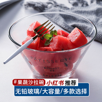 Transparent glass bowl salad bowl home creative large fruit plate heat-resistant glass personality Nordic wind Net red tableware