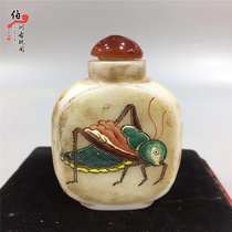 Handmade collection outside painting bottle snuff bottle ornaments Chinese style characteristic crafts colored glaze old goods gift business Grasshopper