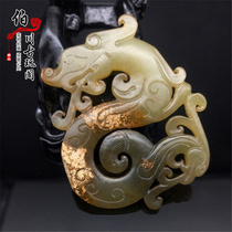 High ancient jade warring States antique jade Jade Wall old jade hand handle pendants collection Flying Dragon