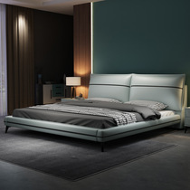Nordic modern minimalist double bed ins net celebrity Italian storage bedroom wedding bed 1 8 meters light luxury leather bed Master bed