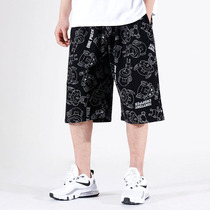 Mr forty shorts mens summer tide card cartoon anime print Capri pants casual loose Sports straight tube pants