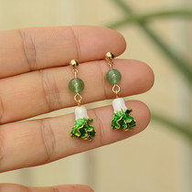 Cabbage earrings natural green strawberry crystal wild original design personality simple temperament earrings earrings earrings female