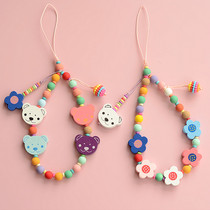 Original design bear flower cute mobile phone chain bag pendant pendant u disk cartoon pendant lanyard short hanging wrist