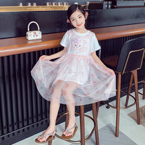 Girls skirt summer dress 2022 new style foreign style childrens mesh dress girls in the eldest child summer princess skirt