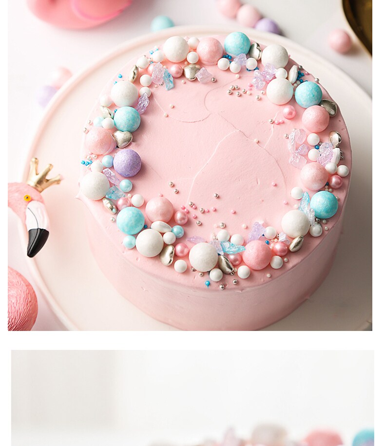 糖珠生日蛋糕装饰可食用大珍珠糖