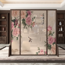 New Chinese Screen Partition Living Room Cloth Art Xuan Guan Brief Modern Fashion Bedroom Shelter Home Peony screen