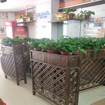 Indoor fence rectangular patio grid flower shelf Grid flower slot Creative fence restaurant partition solid wood mobile