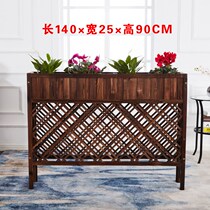 Rectangular wood fence flower pots fence flower groove embalming wood partition flower shelf company thickened restaurant Outdoor flower box