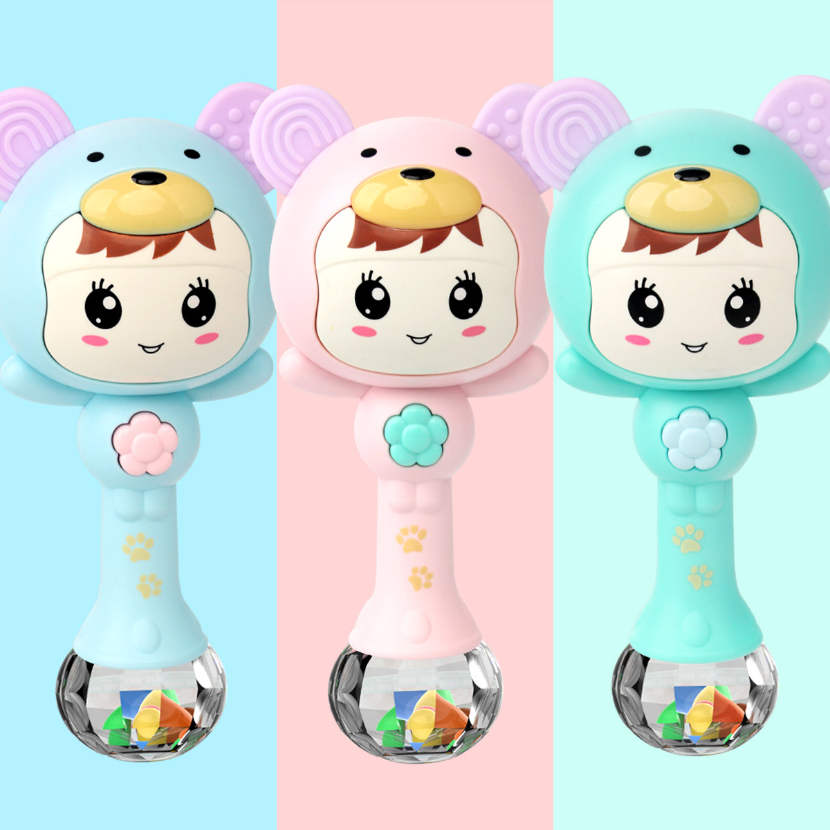 婴儿手摇铃可咬摇铃铛益智手摇玩具音乐摇铃新生0-1岁六个月6宝宝