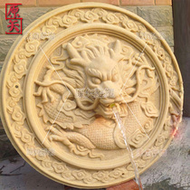 Outdoor Sandstone Reliefs Custom Flowing Water Landscape Wall Fountain GRP Imitation Bronze Sculpture Courtyard Spray Tap Wall-mounted