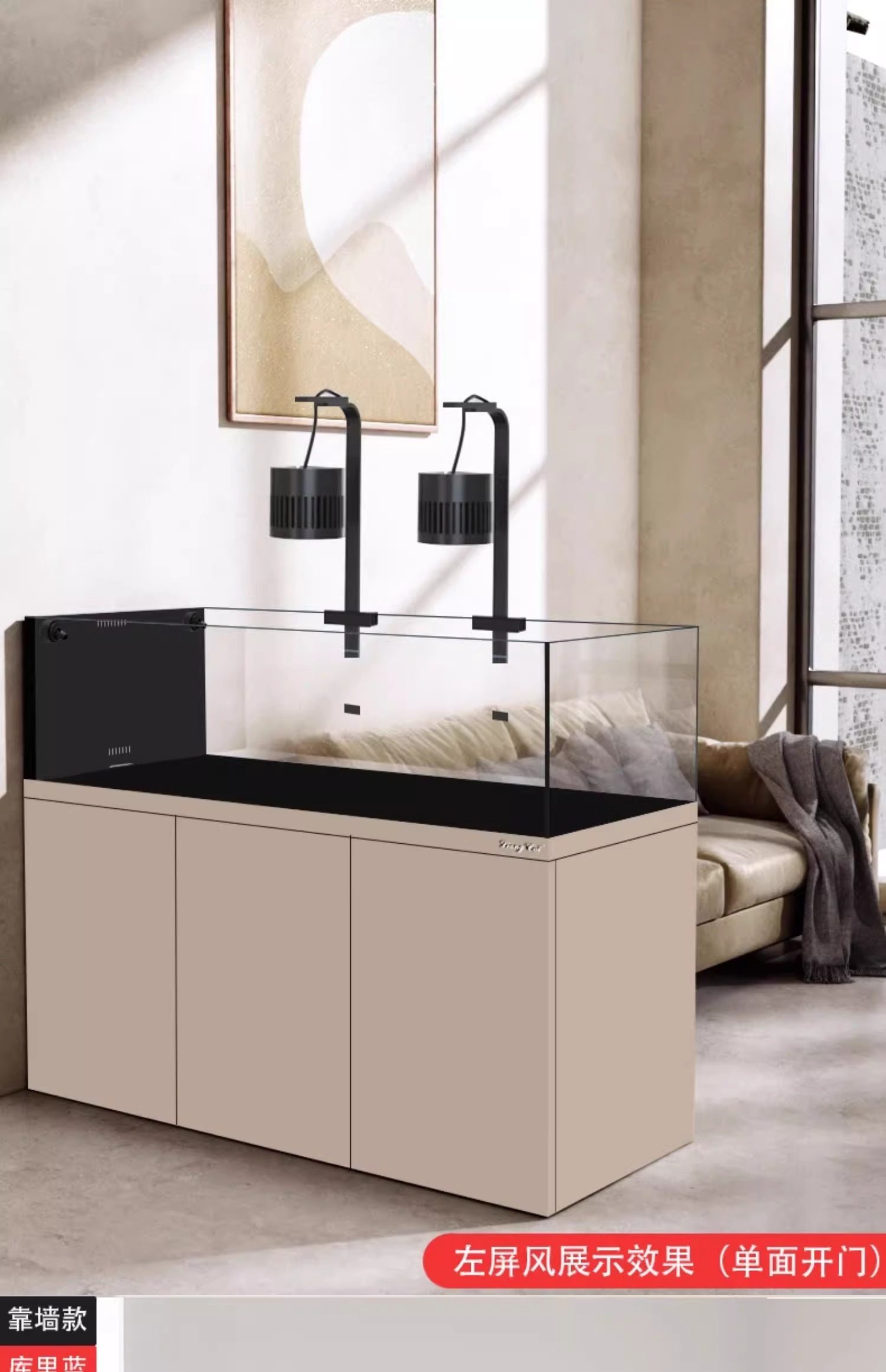 溪流缸 新款生态原生订做强排底滤缸金晶五线超白 极窄侧溢流鱼缸