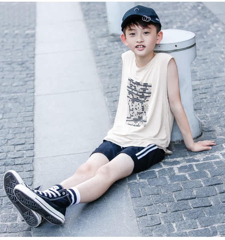 大童背心男9夏季童装男童2018新款韩版t恤12夏装13男孩上衣15岁潮