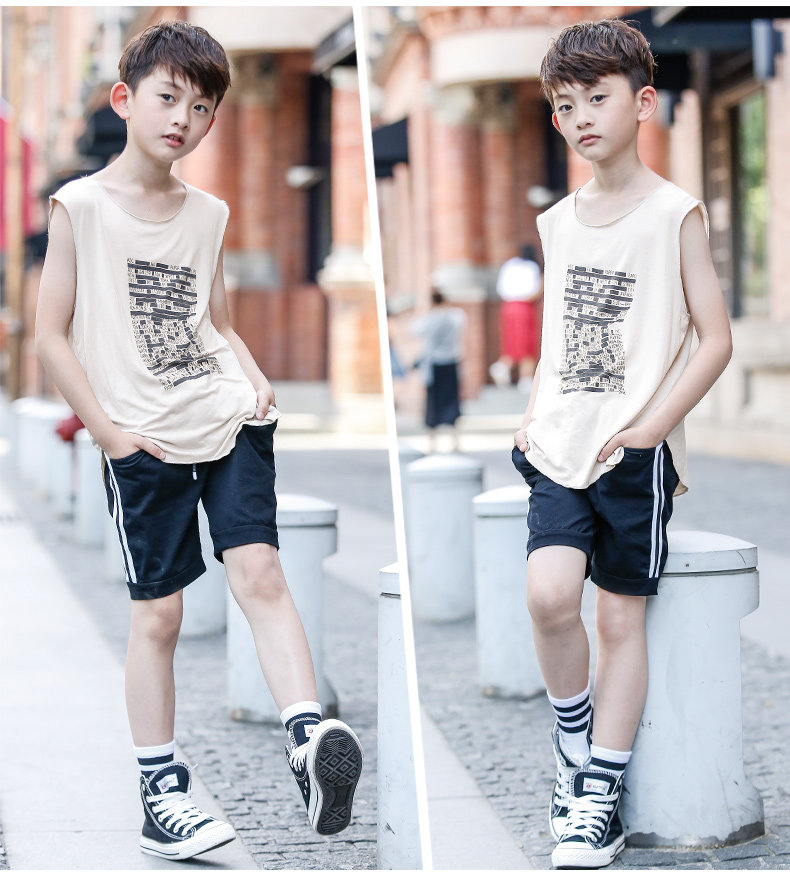 大童背心男9夏季童装男童2018新款韩版t恤12夏装13男孩上衣15岁潮