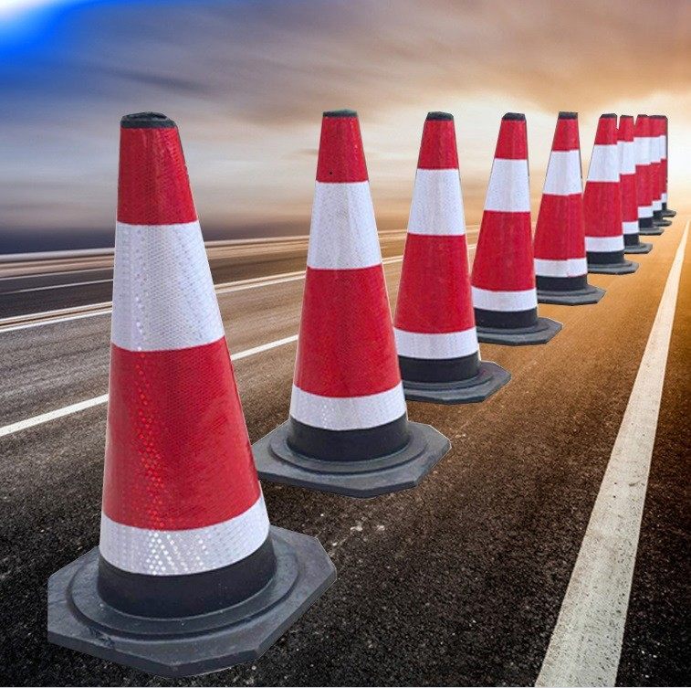 70cm橡胶路锥反光锥 50cm安全路障锥警示柱圆锥筒交通设施