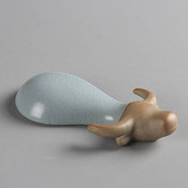 Calf tea pet ornaments Brother kiln open piece can raise creative Ruyao tea play small tea table Tea accessories Small gifts